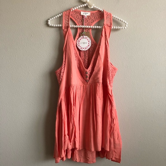 Umgee Babydoll Top Lace T-back NWT - Picture 4 of 7